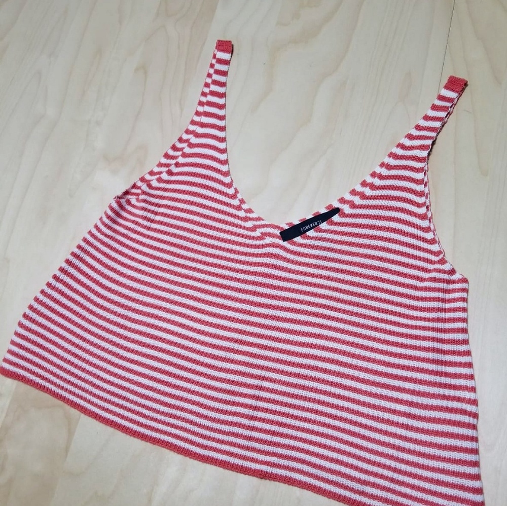 Orange & white stripes crop Top by Forever21